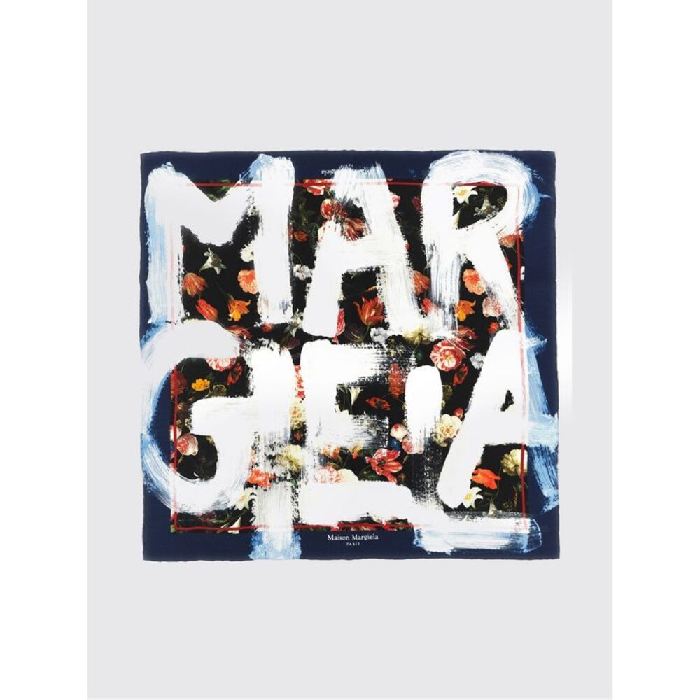 Maison Margiela Women Floral And Logo Print Silk Square Scarf Maison Margiela